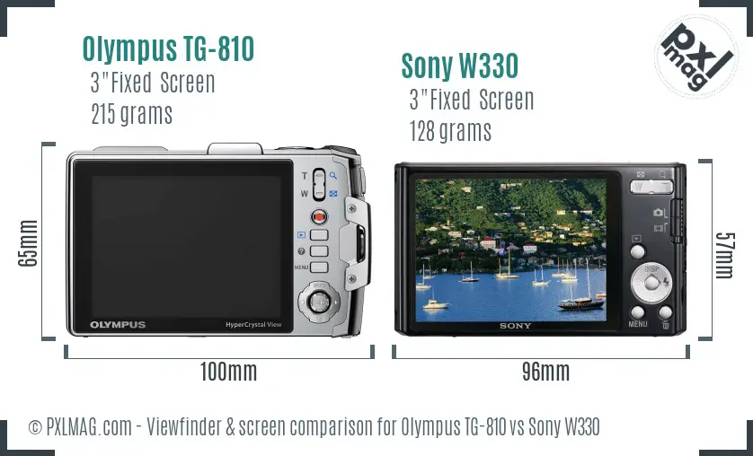 Olympus TG-810 vs Sony W330 Screen and Viewfinder comparison