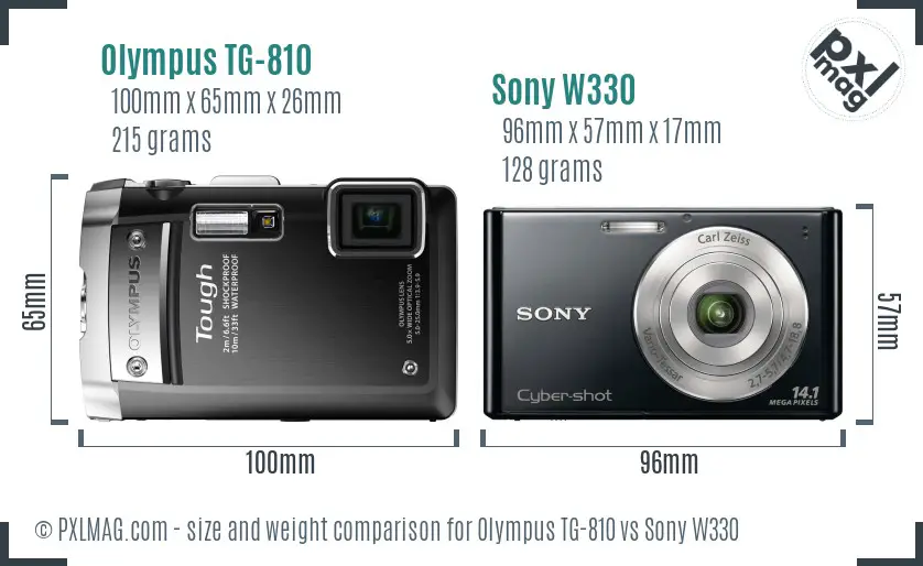 Olympus TG-810 vs Sony W330 size comparison