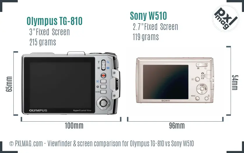 Olympus TG-810 vs Sony W510 Screen and Viewfinder comparison