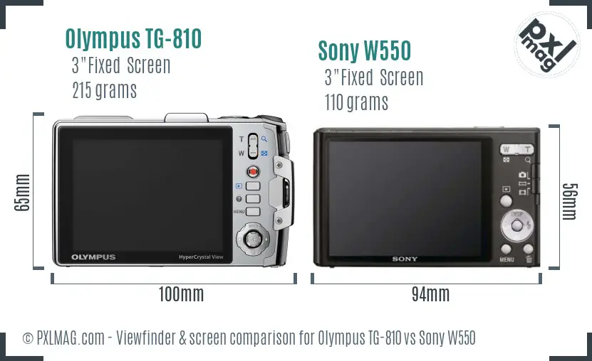 Olympus TG-810 vs Sony W550 Screen and Viewfinder comparison