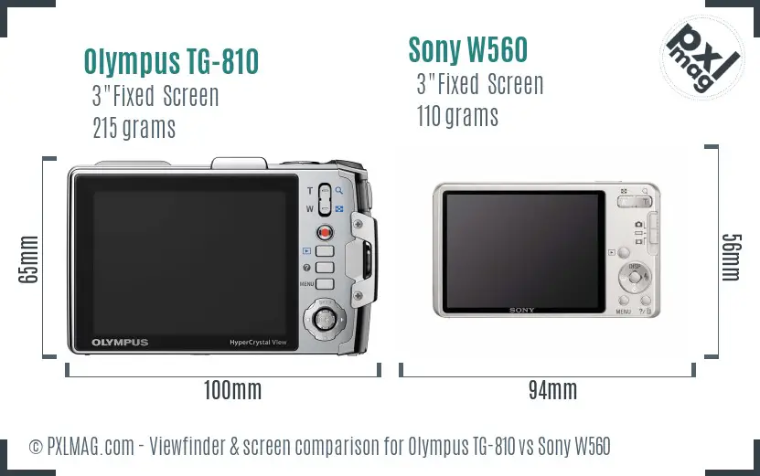 Olympus TG-810 vs Sony W560 Screen and Viewfinder comparison