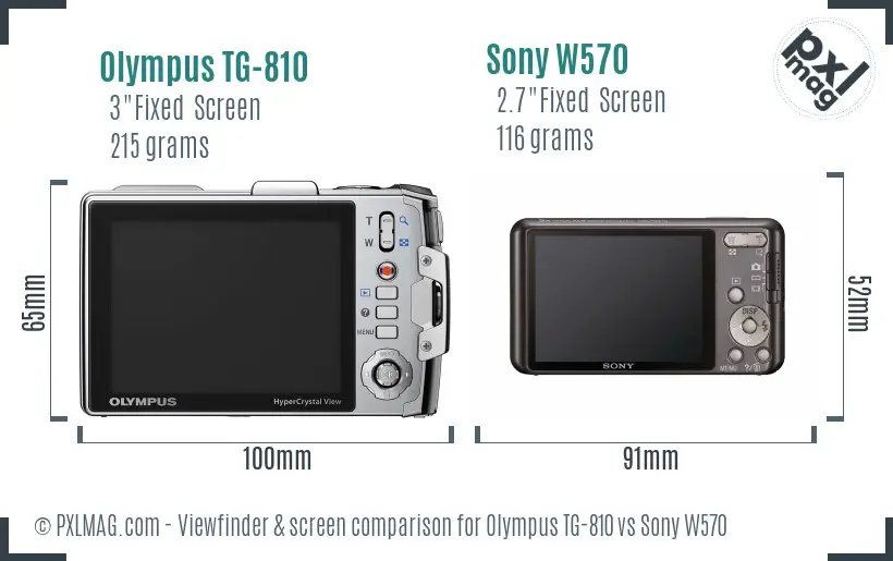 Olympus TG-810 vs Sony W570 Screen and Viewfinder comparison