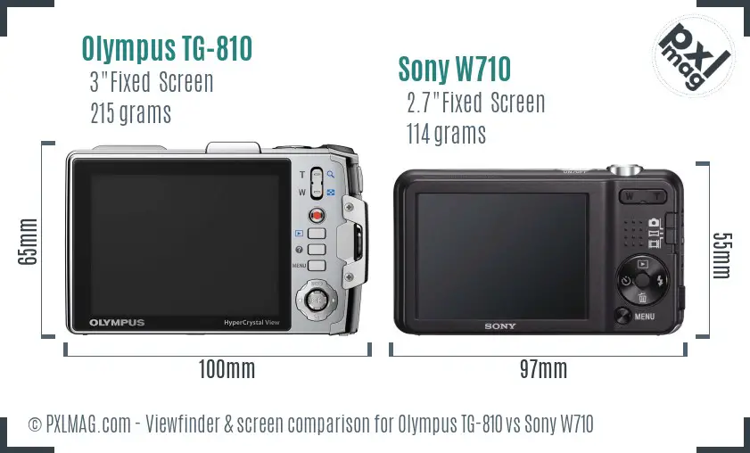 Olympus TG-810 vs Sony W710 Screen and Viewfinder comparison