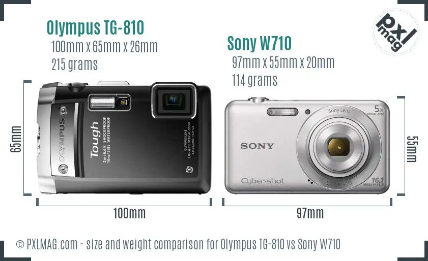 Olympus TG-810 vs Sony W710 size comparison