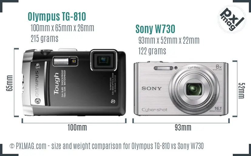 Olympus TG-810 vs Sony W730 size comparison