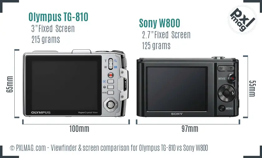 Olympus TG-810 vs Sony W800 Screen and Viewfinder comparison