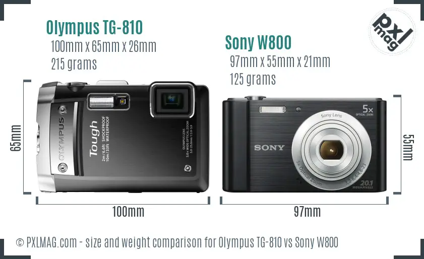 Olympus TG-810 vs Sony W800 size comparison