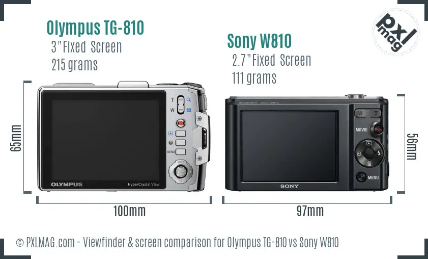 Olympus TG-810 vs Sony W810 Screen and Viewfinder comparison