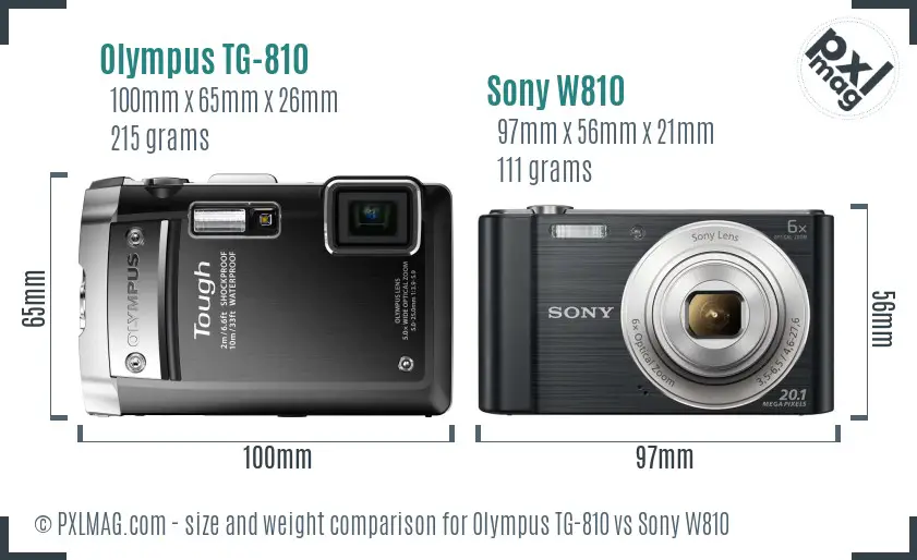 Olympus TG-810 vs Sony W810 size comparison