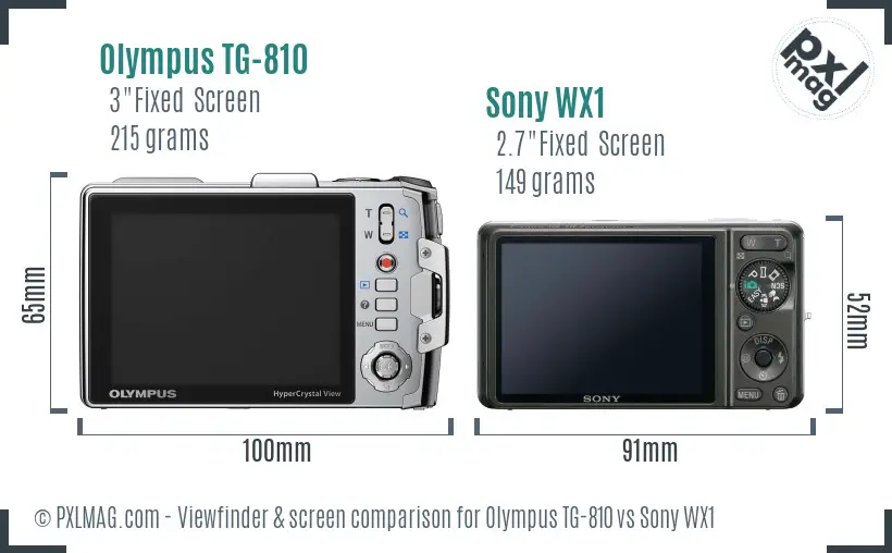 Olympus TG-810 vs Sony WX1 Screen and Viewfinder comparison