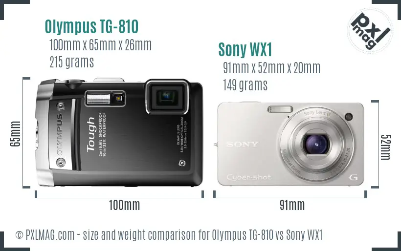 Olympus TG-810 vs Sony WX1 size comparison