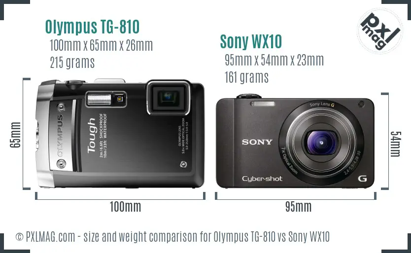 Olympus TG-810 vs Sony WX10 size comparison