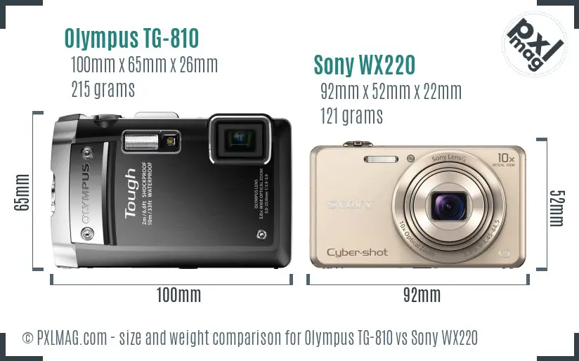 Olympus TG-810 vs Sony WX220 size comparison