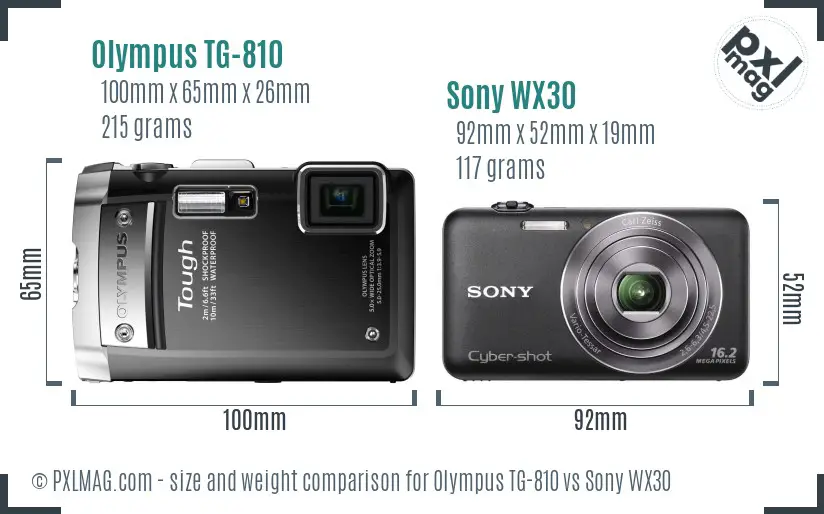 Olympus TG-810 vs Sony WX30 size comparison