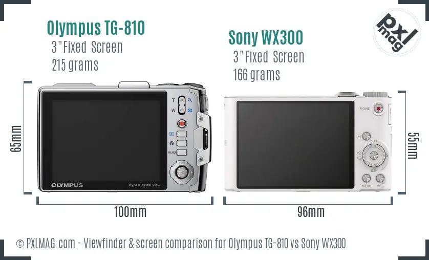 Olympus TG-810 vs Sony WX300 Screen and Viewfinder comparison