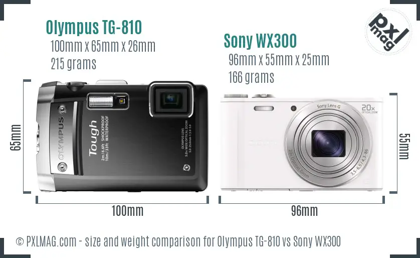 Olympus TG-810 vs Sony WX300 size comparison