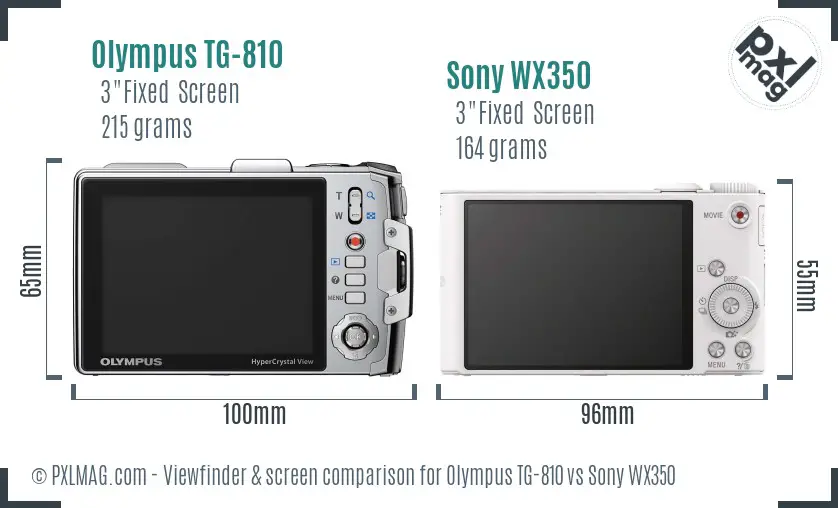 Olympus TG-810 vs Sony WX350 Screen and Viewfinder comparison
