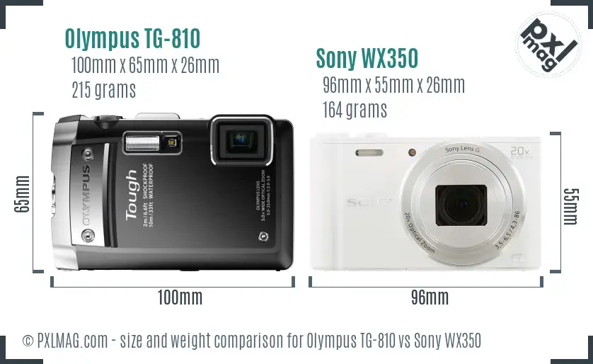 Olympus TG-810 vs Sony WX350 size comparison