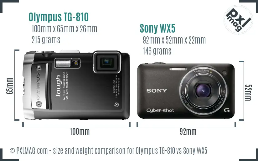 Olympus TG-810 vs Sony WX5 size comparison