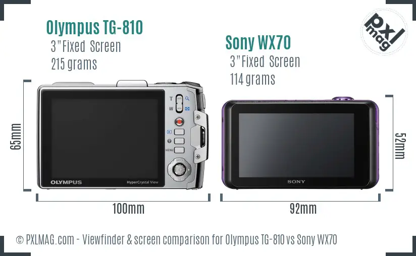 Olympus TG-810 vs Sony WX70 Screen and Viewfinder comparison