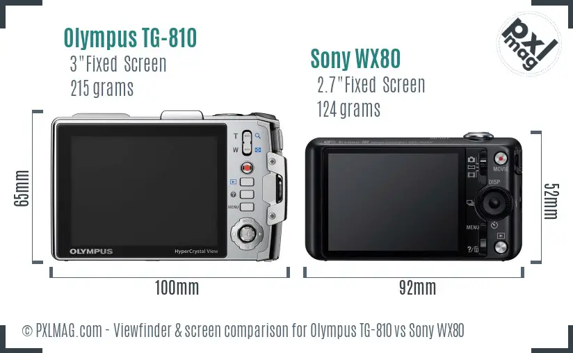 Olympus TG-810 vs Sony WX80 Screen and Viewfinder comparison