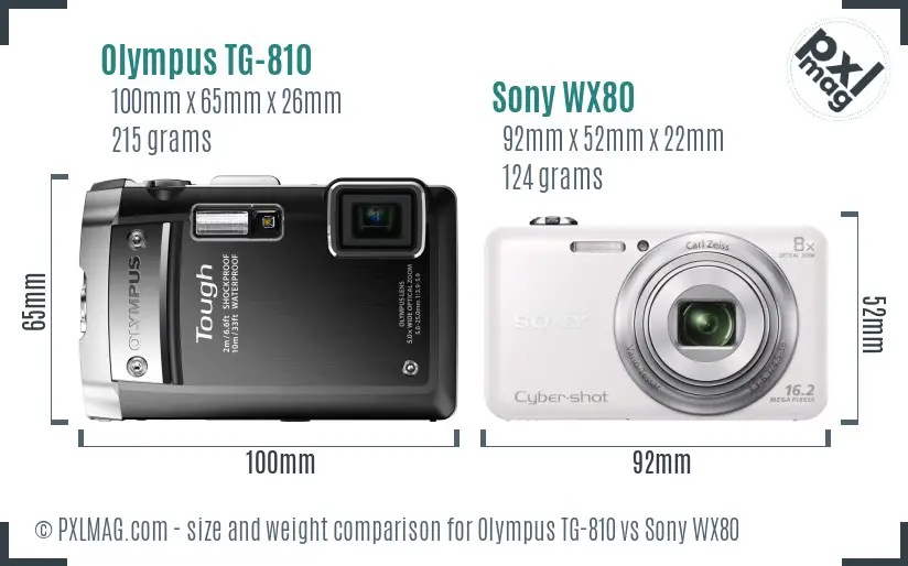 Olympus TG-810 vs Sony WX80 size comparison