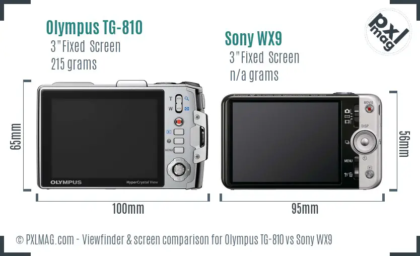 Olympus TG-810 vs Sony WX9 Screen and Viewfinder comparison