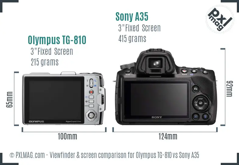 Olympus TG-810 vs Sony A35 Screen and Viewfinder comparison