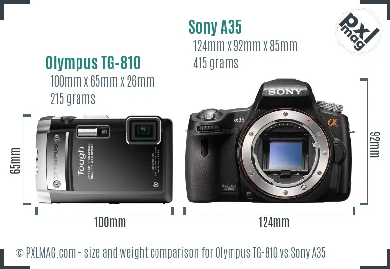 Olympus TG-810 vs Sony A35 size comparison
