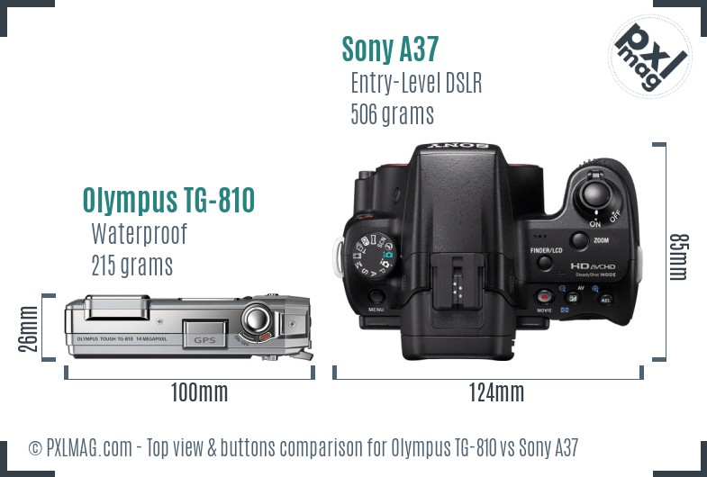 Olympus TG-810 vs Sony A37 top view buttons comparison