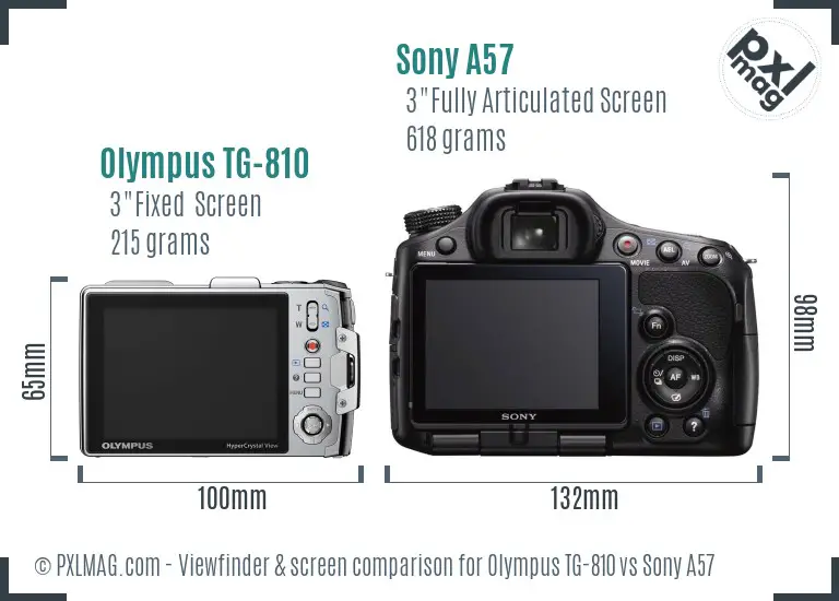 Olympus TG-810 vs Sony A57 Screen and Viewfinder comparison