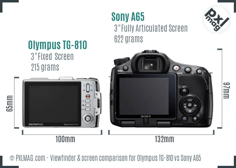 Olympus TG-810 vs Sony A65 Screen and Viewfinder comparison