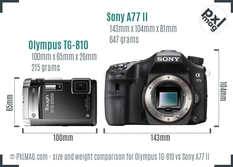 Olympus TG-810 vs Sony A77 II size comparison