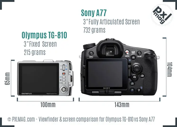 Olympus TG-810 vs Sony A77 Screen and Viewfinder comparison