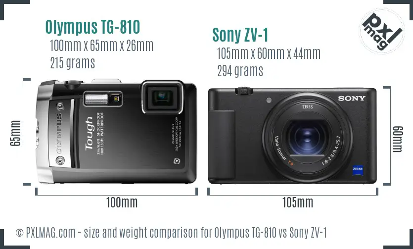 Olympus TG-810 vs Sony ZV-1 size comparison