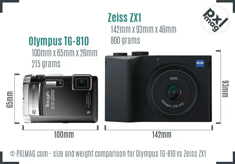 Olympus TG-810 vs Zeiss ZX1 size comparison