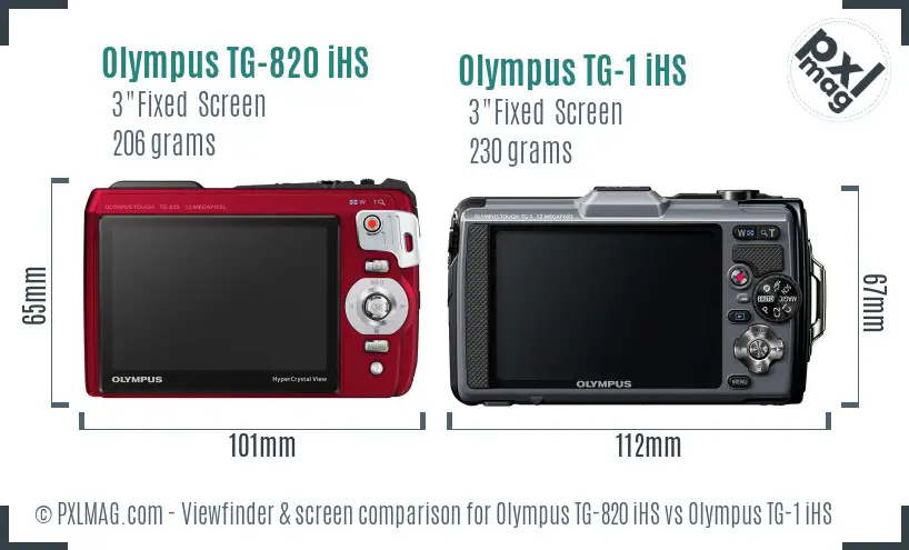 Olympus TG-820 iHS vs Olympus TG-1 iHS Screen and Viewfinder comparison