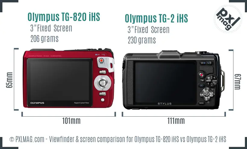 Olympus TG-820 iHS vs Olympus TG-2 iHS Screen and Viewfinder comparison