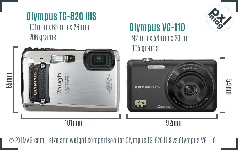 Olympus TG-820 iHS vs Olympus VG-110 size comparison