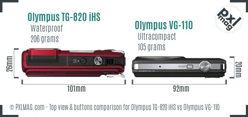 Olympus TG-820 iHS vs Olympus VG-110 top view buttons comparison