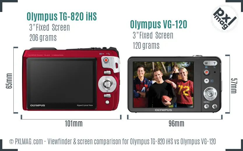 Olympus TG-820 iHS vs Olympus VG-120 Screen and Viewfinder comparison