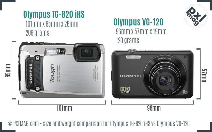 Olympus TG-820 iHS vs Olympus VG-120 size comparison