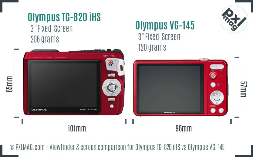 Olympus TG-820 iHS vs Olympus VG-145 Screen and Viewfinder comparison