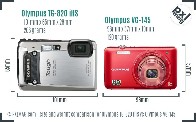 Olympus TG-820 iHS vs Olympus VG-145 size comparison