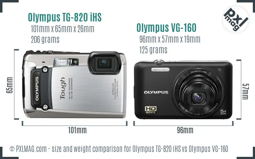 Olympus TG-820 iHS vs Olympus VG-160 size comparison