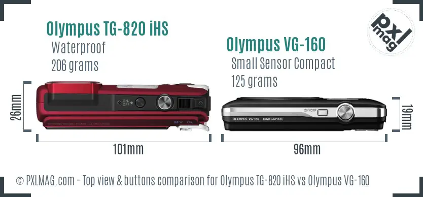 Olympus TG-820 iHS vs Olympus VG-160 top view buttons comparison