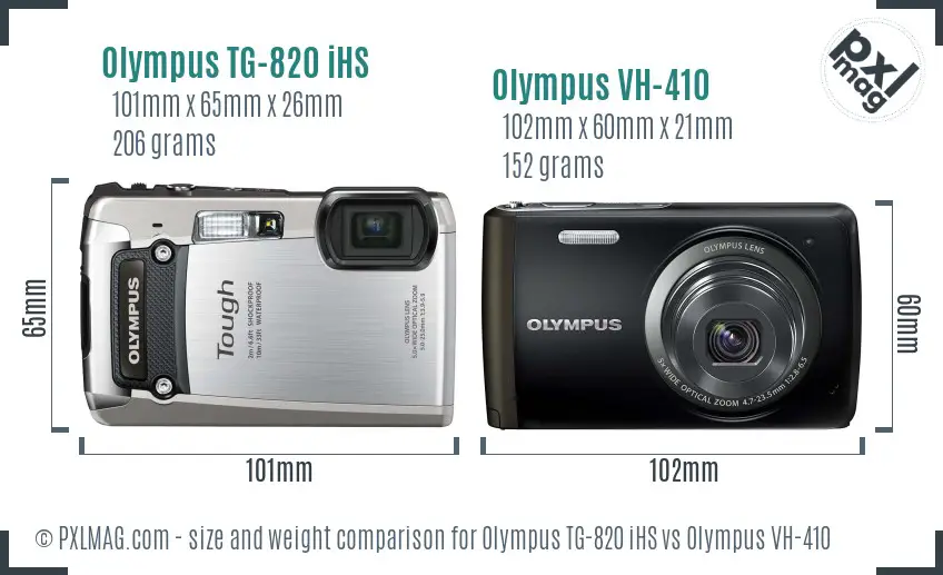Olympus TG-820 iHS vs Olympus VH-410 size comparison
