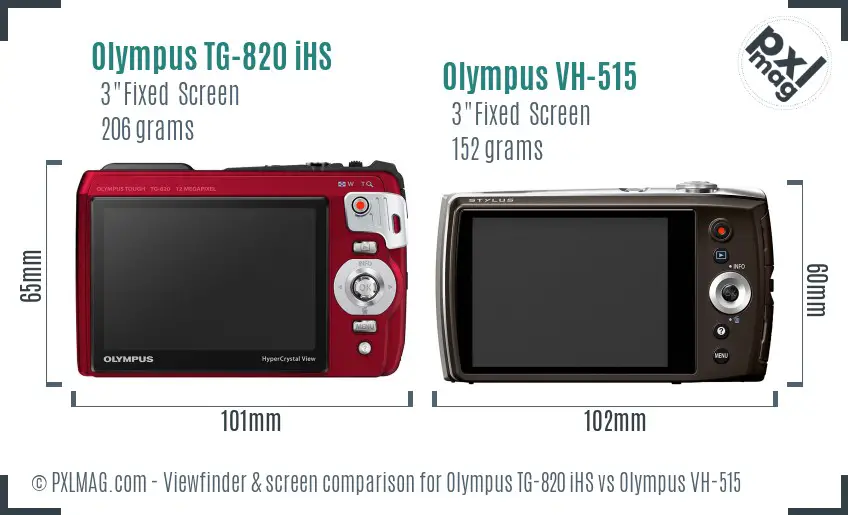 Olympus TG-820 iHS vs Olympus VH-515 Screen and Viewfinder comparison