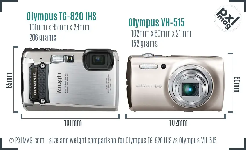 Olympus TG-820 iHS vs Olympus VH-515 size comparison
