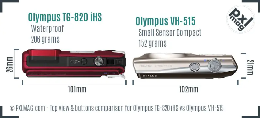 Olympus TG-820 iHS vs Olympus VH-515 top view buttons comparison